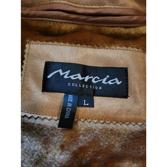 Marcia Jacket Women's Large Tan Leather Zip Out Lining Warm All Weather - Picture 3 of 7